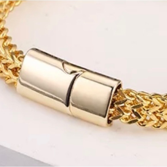 Gold Double Row Stainless Steel Bracelet - Picture 2 of 8